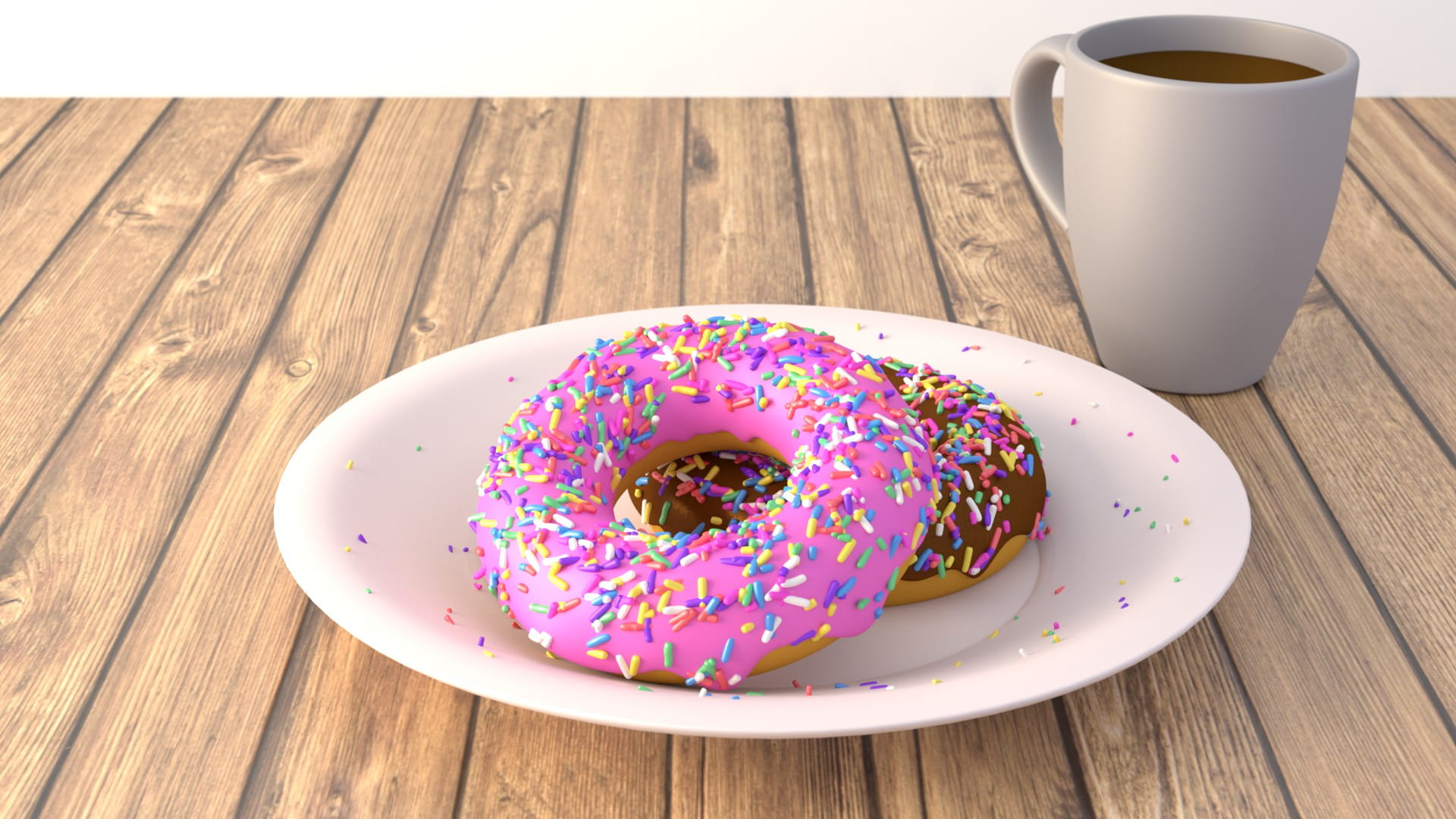 Donuts With A Cup Of Coffee
